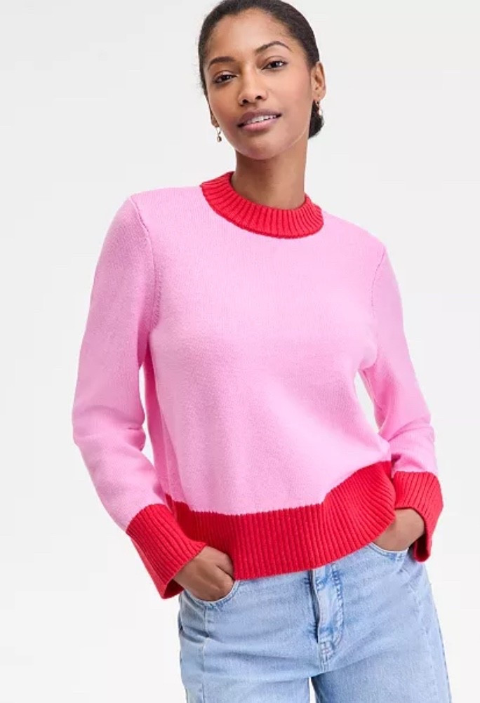 valentines outfit women - ON SALE - I really like the color blocking of this sweater.  


#macys #salefinds #pinkandred #valentinessweater #pinksweater #LTKU #LTKOver40 

#LTKSaleAlert #LTKFindsUnder50 #LTKSeasonal