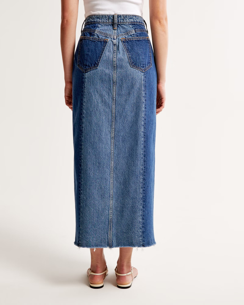 Two-Tone Denim Maxi Skirt | Abercrombie & Fitch (US)