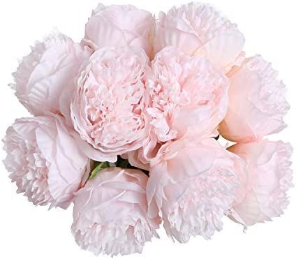 U'Artlines 2Bouquet 10Heads Artificial Peony Silk Flower Leaf Home Office Wedding Party Festival ... | Amazon (US)