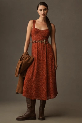 Reformation Lela Sweetheart A-Line Midi Dress | Anthropologie (US)