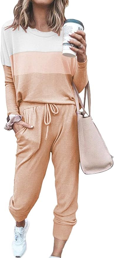 Fixmatti Women Casual 2 Piece Outfit Long Pant Set Sweatsuits Tracksuits | Amazon (US)