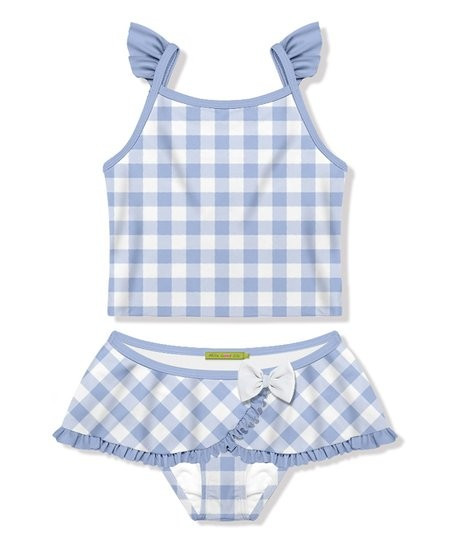Periwinkle & White Gingham Skirted Tankini - Infant, Toddler & Girls | Zulily