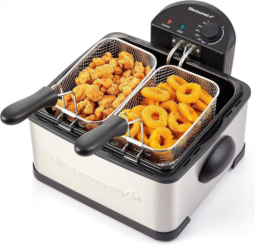Elite Gourmet EDF434 Electric Deep Fryer 4.5 Quart Oil Capacity with Temperature Knob, 2 Baskets,... | Amazon (US)
