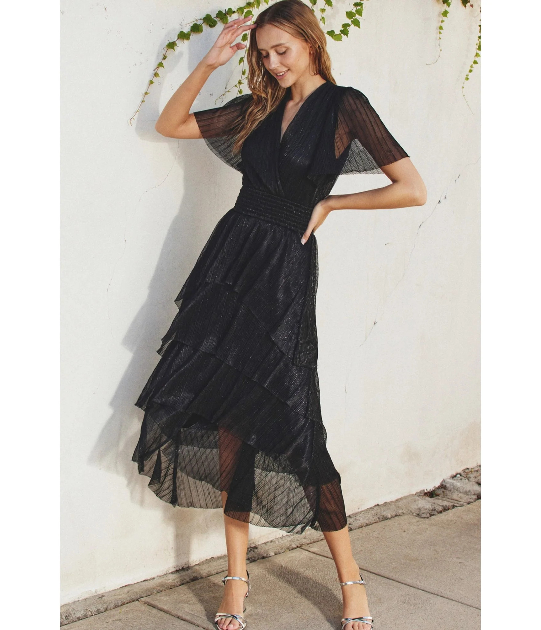 Black Metallic Maxi Dress | UniqueVintage