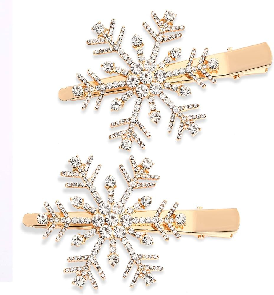 Snowflake Hair Clips Christmas Sparkly Rhinestone Snowflake Hair Pin Clip Barrette Accessories (G... | Amazon (US)