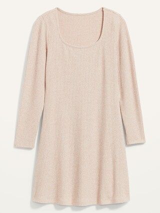 Fit &#x26; Flare Rib-Knit Long-Sleeve Mini Dress for Women | Old Navy (US)