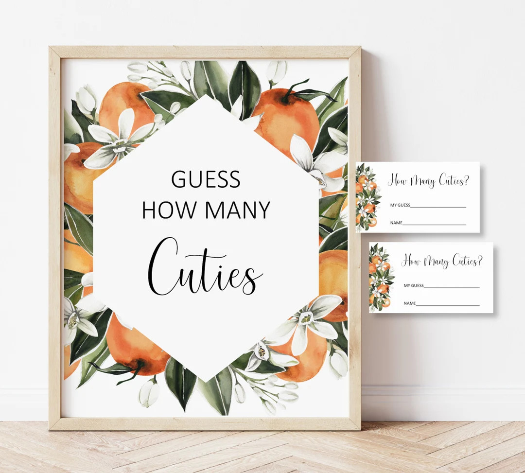 Orange Citrus Guess How Many Cuties Game Citrus Baby Shower Little Cutie Baby Shower Game Printab... | Etsy (US)
