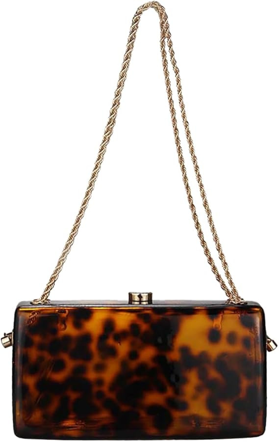 Trendy Women Acrylic Evening Clutch Box Retro Marble Handbag Chain Shoulder Bag for Wedding Prom ... | Amazon (US)
