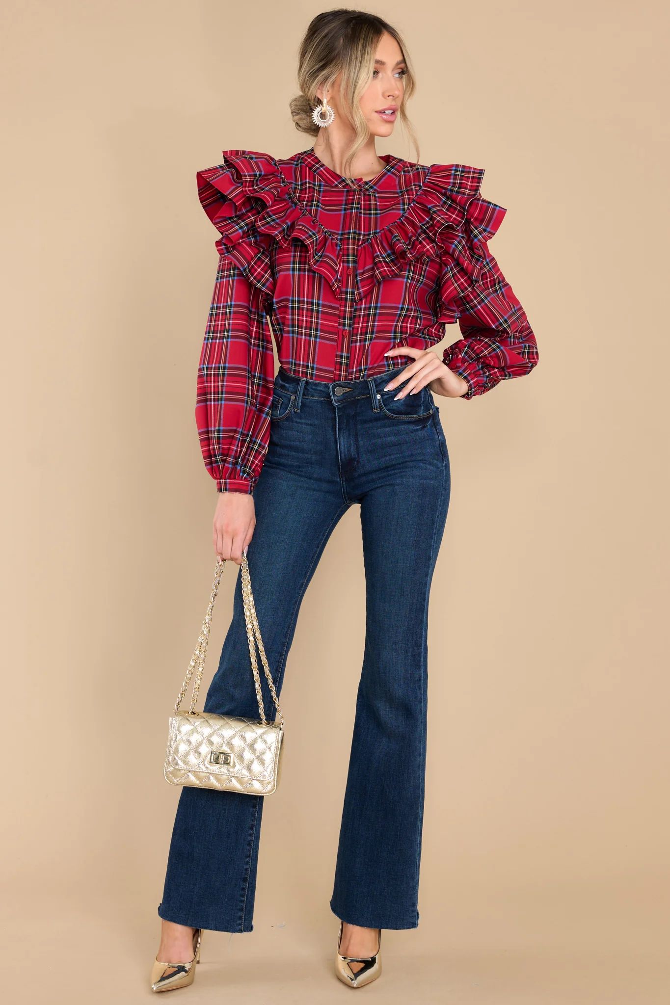 Taste The Sweetness Red Multi Plaid Top | Red Dress 