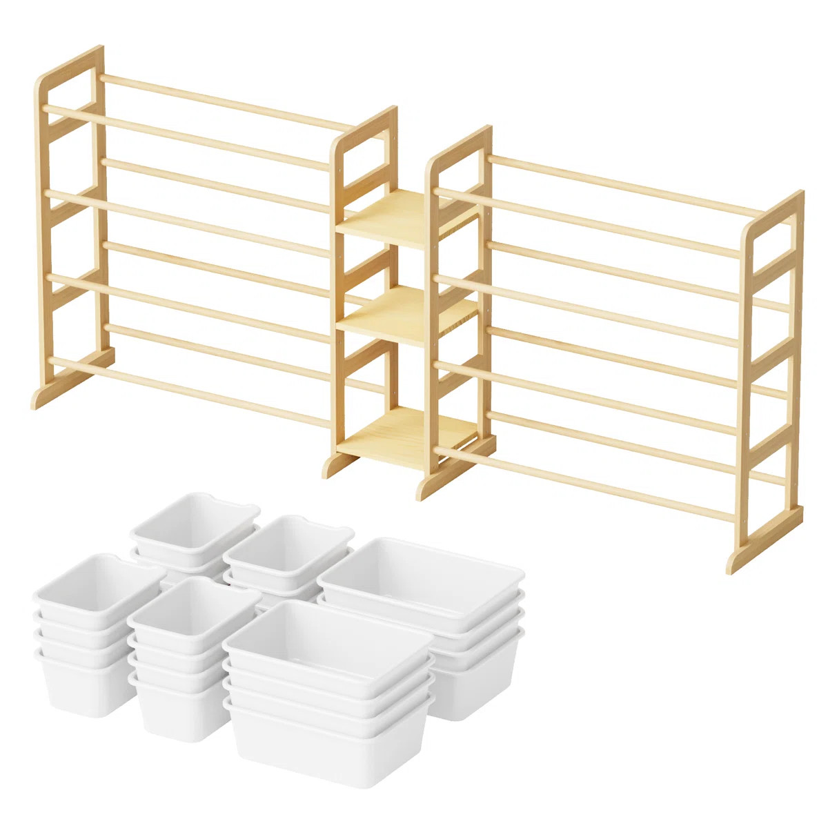 Toy Storage Organizer with 3 Shelves & 24 Bins, Kids Bookshelf Bookcase, Toy Bin Shelf for Playro... | Wayfair North America