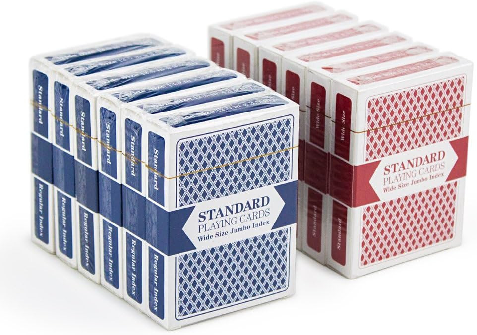Brybelly 12 Decks of Playing Cards, Jumbo Index, Poker Wide Size (6 Red/6 Blue) - Large Print Pla... | Amazon (US)