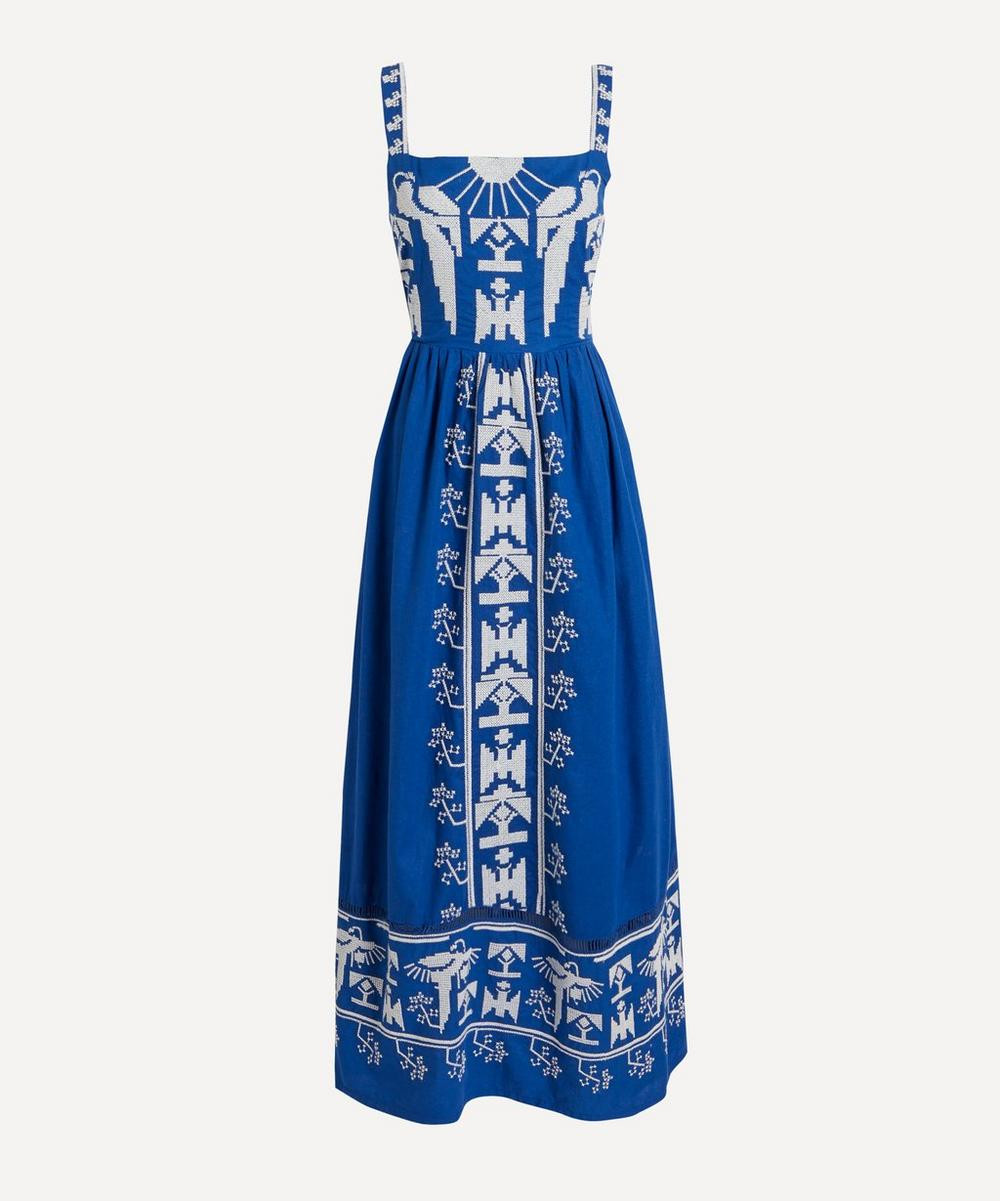 Navy Macaw Embroidered Maxi-Dress | Liberty London (US)