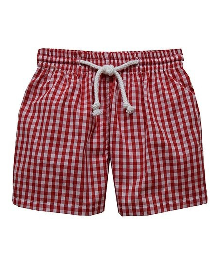 Red Gingham Swim Shorts - Infant, Toddler & Boys | Zulily