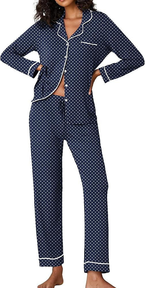 Ekouaer Sleepwear Womens Pajamas Set Long Sleeve Pjs Cotton Loungewear with Buttons XS-XXL | Amazon (CA)