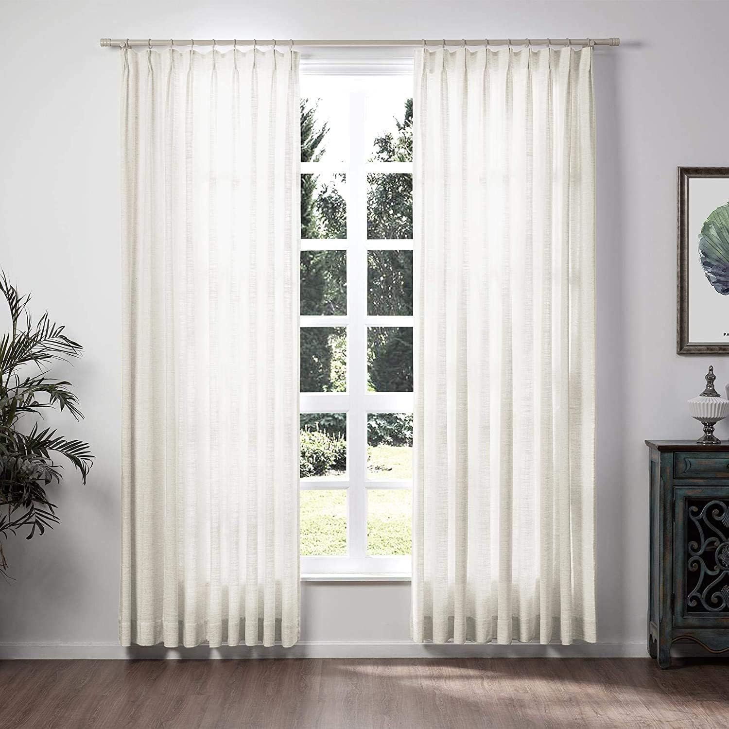 TWOPAGES 52 W x 120 L inch Pinch Pleat Darkening Drapes Faux Linen Curtains Drapery Panel for Liv... | Amazon (US)