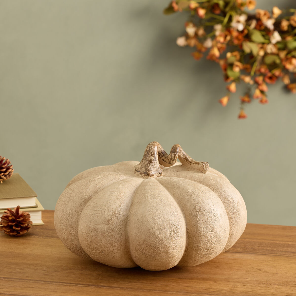 Large Faux Wood Pumpkin Decor in Toasted Walnut by World Market | World Market