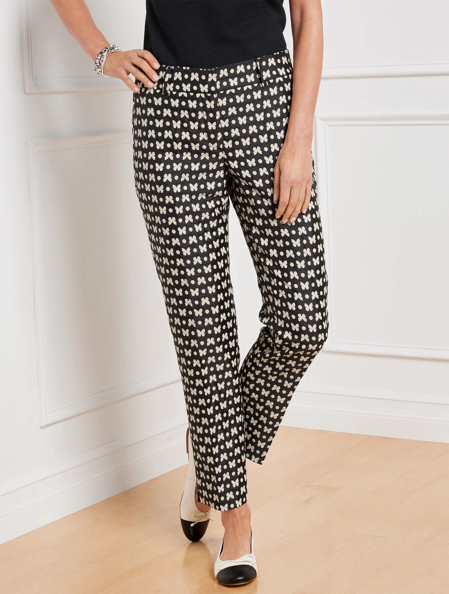 Talbots Hampshire Ankle Pants - Jacquard Butterfly | Talbots