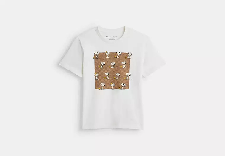 Coach X Peanuts Snoopy Signature Square T Shirt In Organic Cotton | Coach Outlet US
