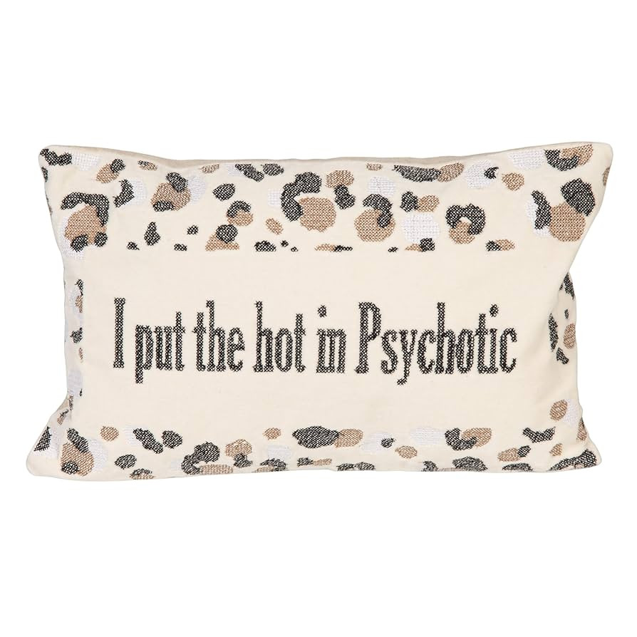 Creative Co-Op Cotton Velvet Embroidered Lumbar Pillow with Animal Print, Beige, Black and Natura... | Amazon (US)