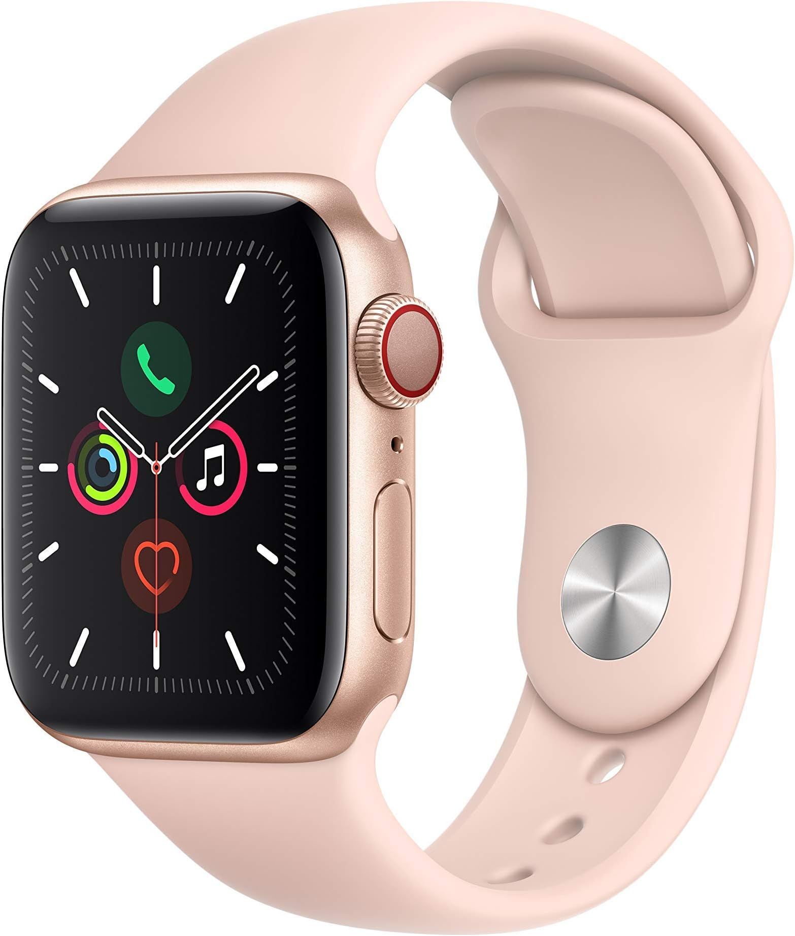 Apple Watch Series 5 (GPS + Cellular, 40MM) - Gold Aluminum Case with Pink Sand Sport Band (Renew... | Amazon (US)