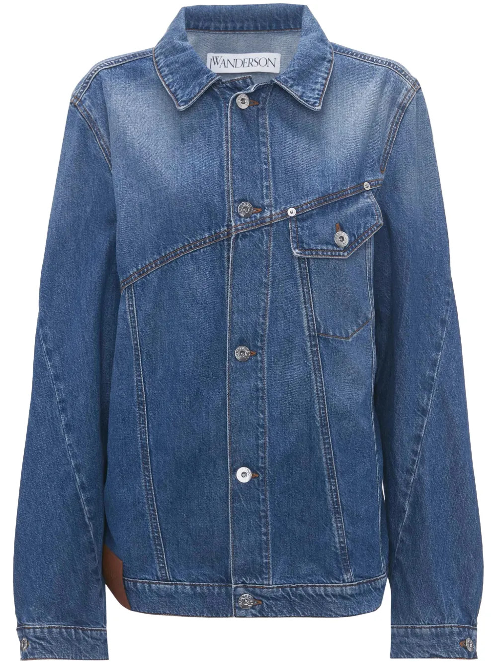 JW Anderson anchor-logo Deconstructed Denim Jacket | Blue | FARFETCH | Farfetch Global