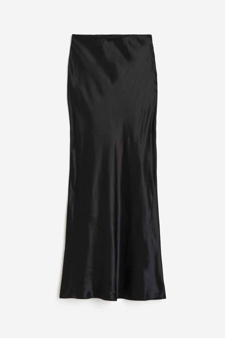 Satin Maxi Skirt - Black - Ladies | H&M US | H&M (US)