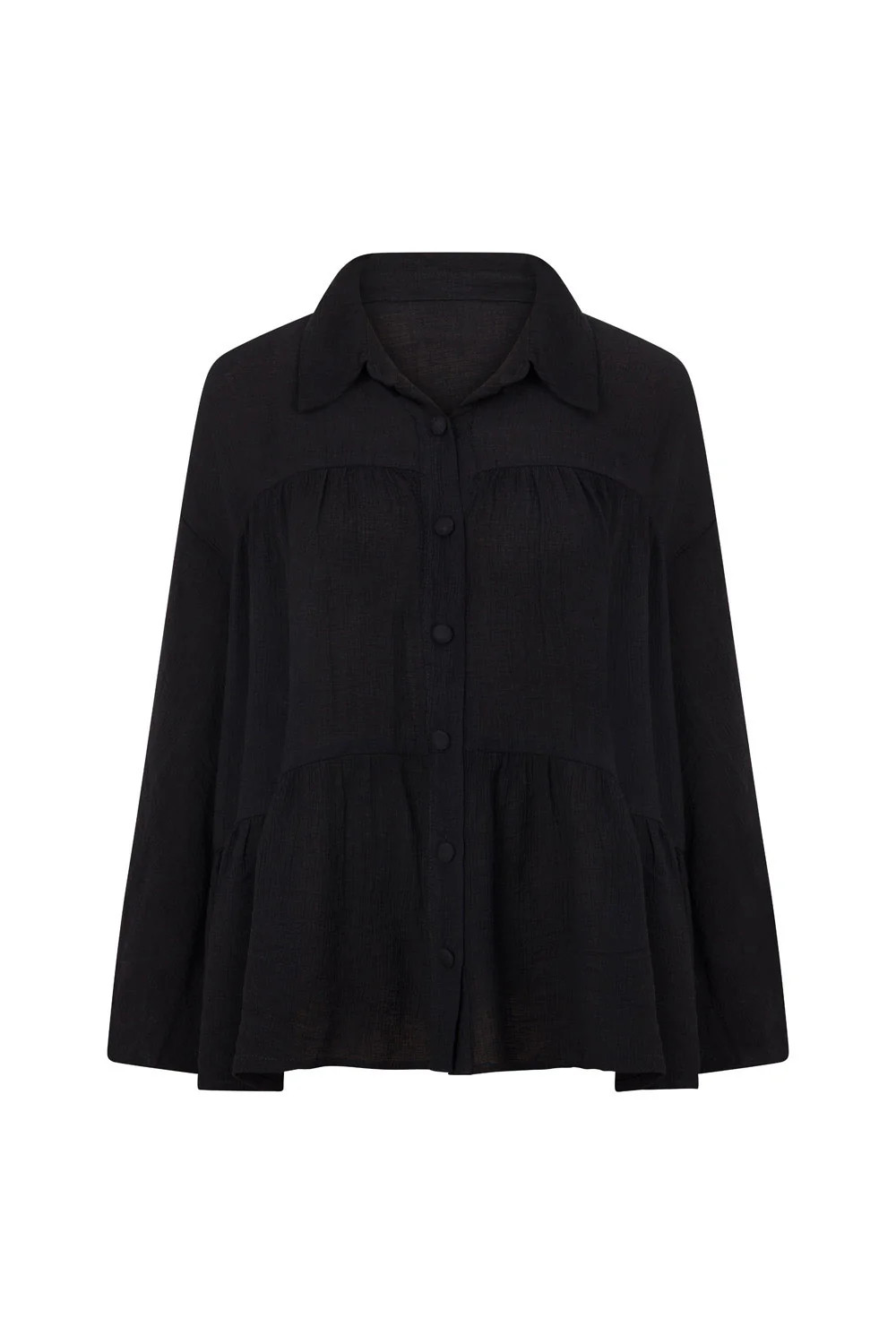 Black Button Up Long Sleeve Huxley Top | Sabo Skirt US