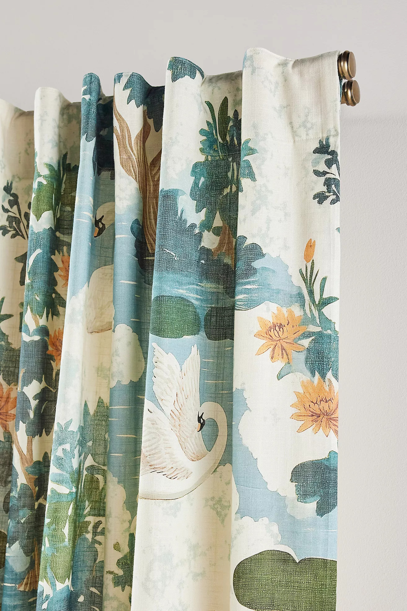 Cotton Printed Swan Curtain | Anthropologie (US)