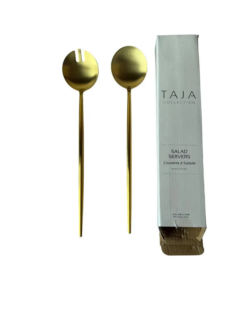 Taja Collection Gold Salad Servers Set of 2 Modern Flatware Elegant Dining Accessories 30 Cm Leng... | Etsy (Global)
