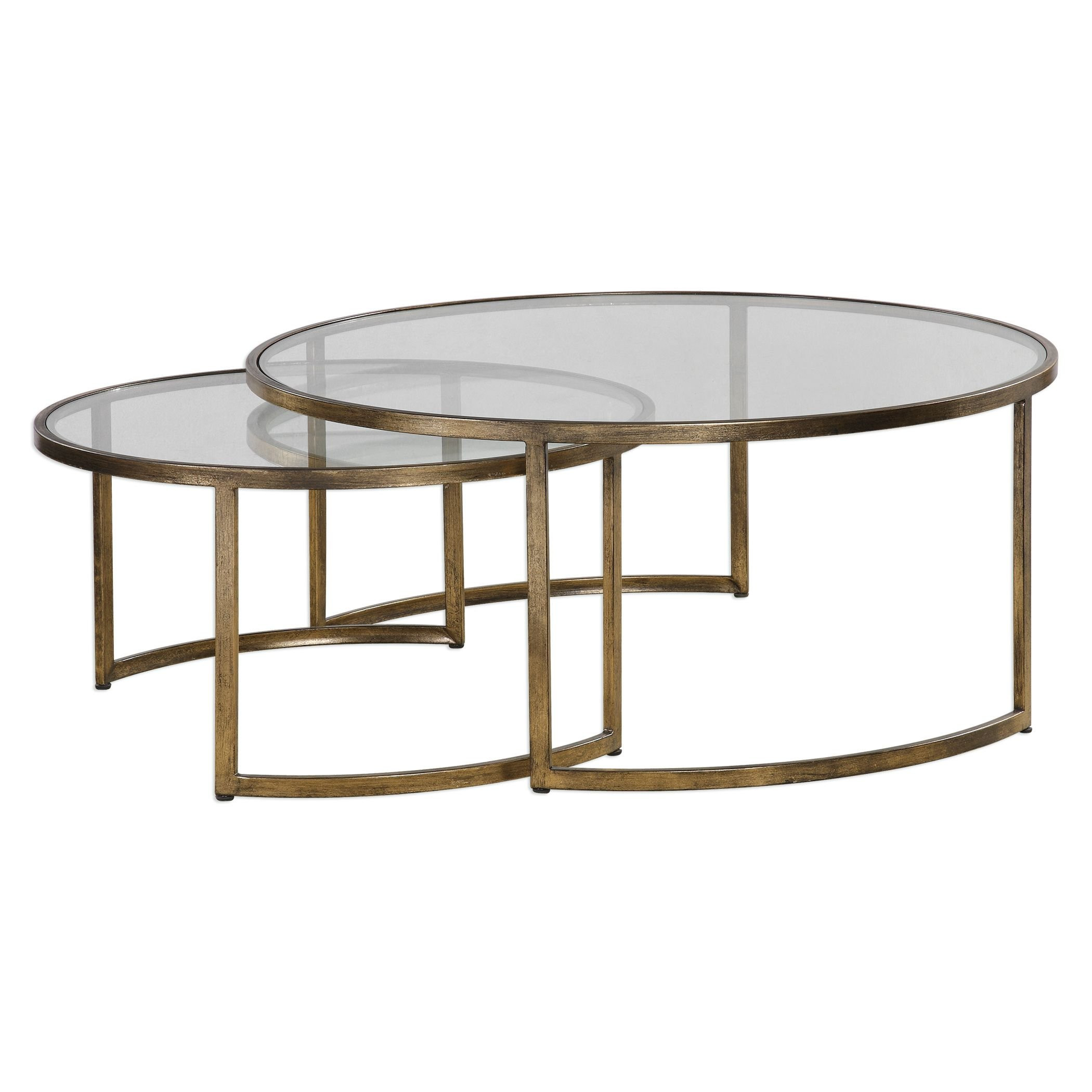 Set 2 Bronze Gold Nesting Coffee Tables | Round Large Modern Minimalist | Amazon (US)
