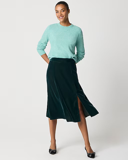 Velvet pull-on midi skirt | J.Crew Factory