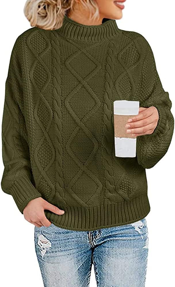 Womens Turtleneck Oversized Pullover Sweaters Cable Knit Batwing Long Sleeve Loose Fit Chunky Jum... | Amazon (US)
