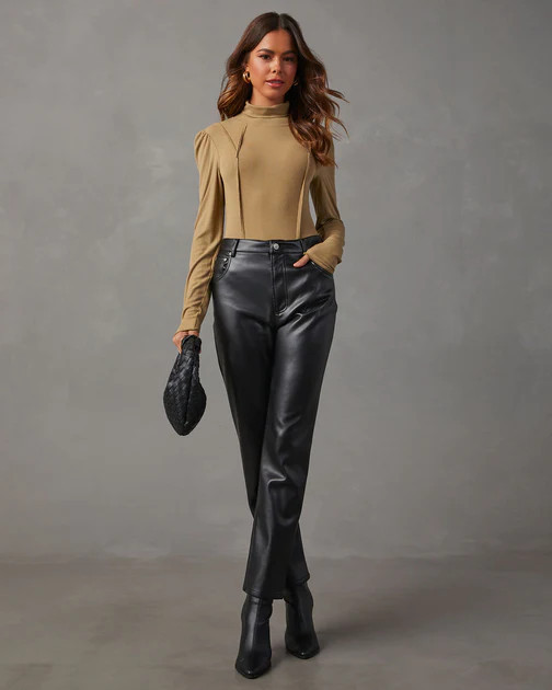 Mission Accomplished Mock Neck Long Sleeve Bodysuit - Olive | VICI