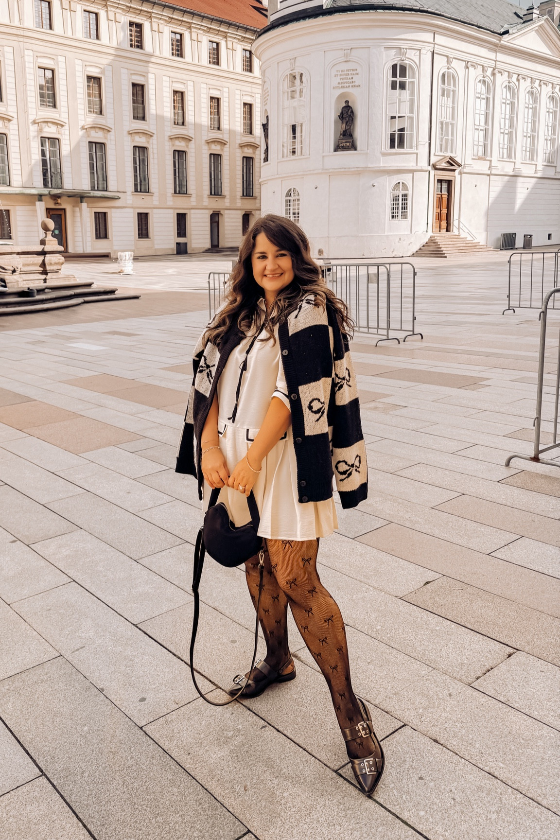 The cutest white and black outfit ever! Wearing a size large in this white dress and checkered sweater. 🖤

I wore these black buckle flats for two days straight and they were so comfortable!

I love the bow print on my black and white sweater!

Curvy
Midsize
Fall outfit
Winter outfit


#LTKSeasonal #LTKShoeCrush #LTKMidsize