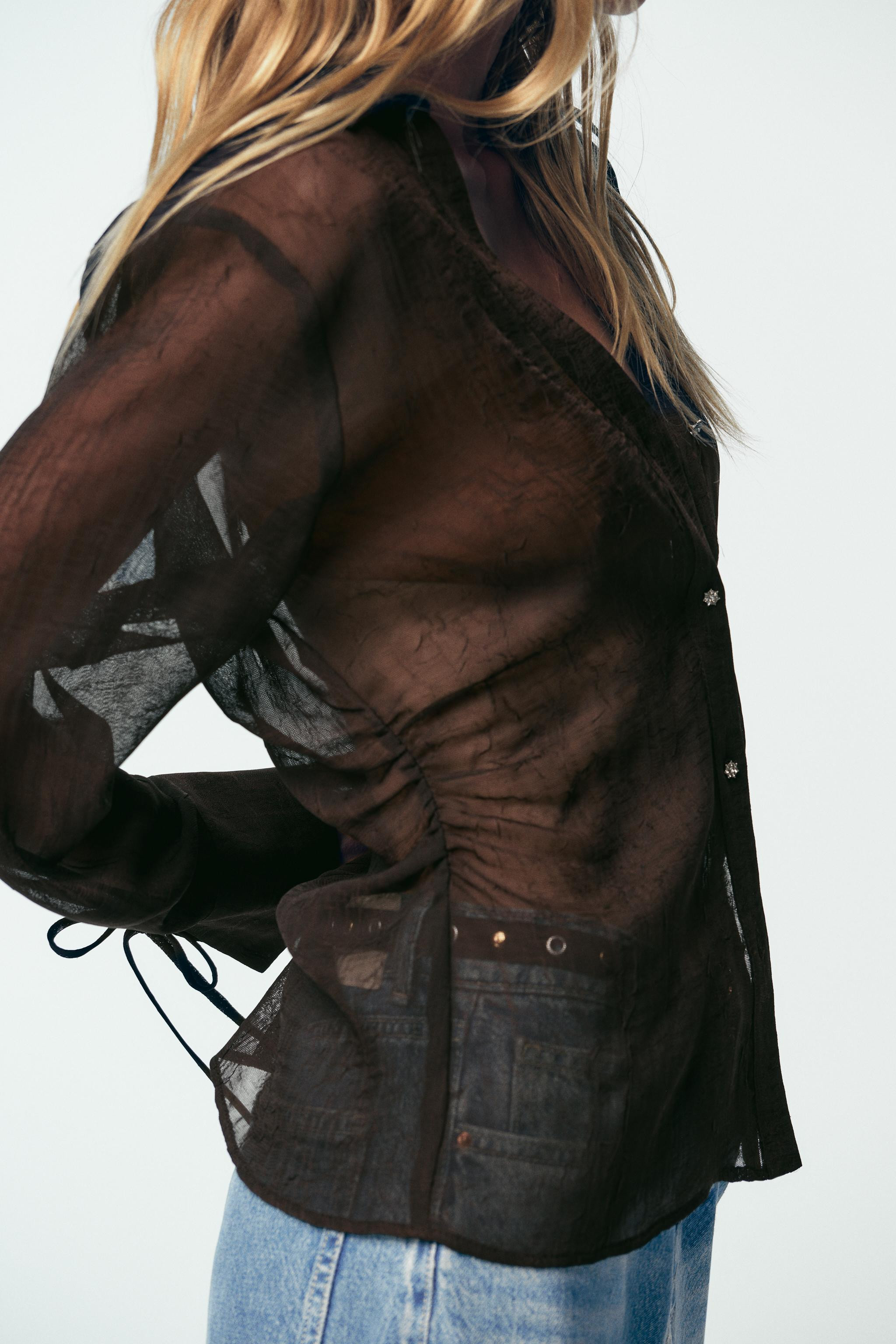 SEMI-SHEER SHIRT WITH TIES | Zara US