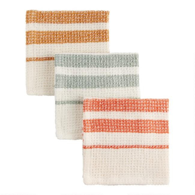 3 Count Stripe Waffle Weave Dishcloths Set of 2 | World Market