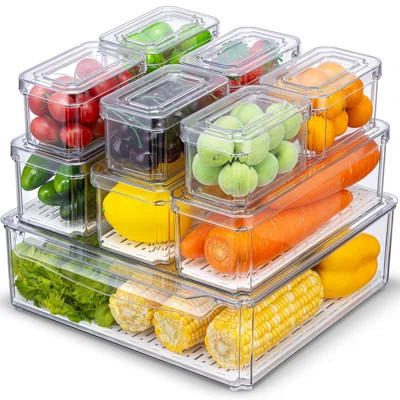 Fridge Organizer, Stackable Refrigerator Organizer Bins With Lids, BPA-Free,(Clear/10 Pack) | Wayfair North America