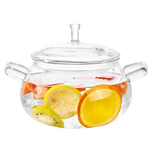 Glass Cooking Pot,83oz/2500ml Clear Glass Pots for Cooking on Stove with Lid, Large Saucepan Cookware Set for Pasta Noodle, Soup, Milk, Baby Food | Amazon (US)