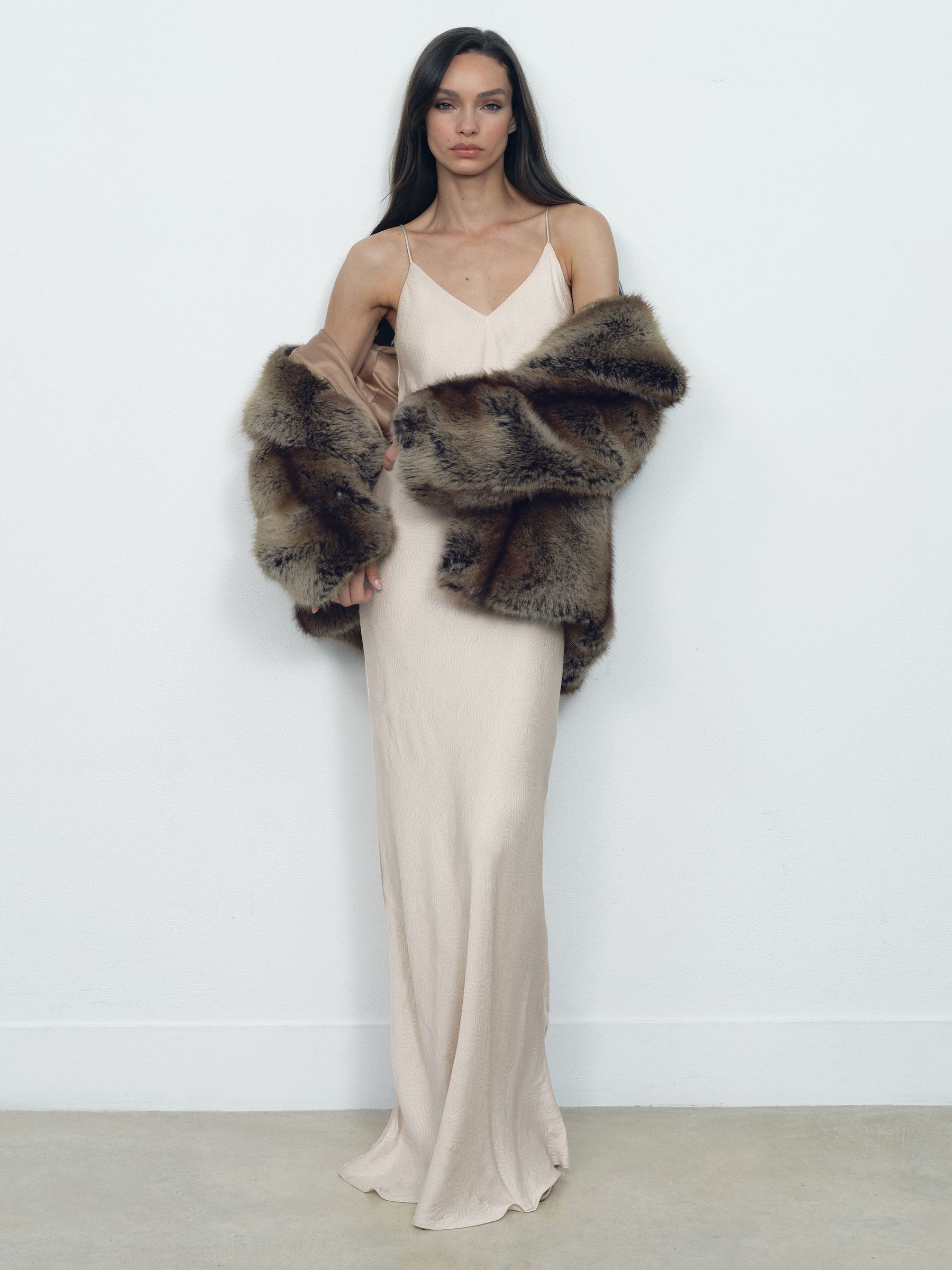 Reiss Faux-Fur Coat in Brown - REISS | Reiss UK