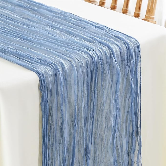Reyke 1 Pack Dusty Blue Cheesecloth Table Runner for Party 10Ft Blue Gauze Table Runner 35x120 In... | Amazon (US)