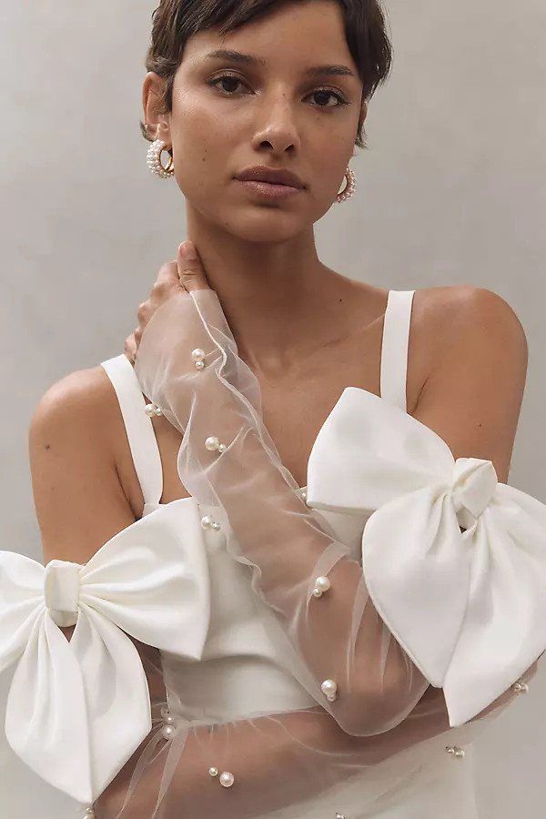 Bow and Pearl Tulle Gloves | Anthropologie (US)