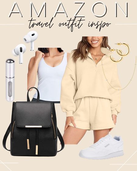Amazon Travel Outfit Inspo - Travel - Travel Outfit - Set outfit - Workout Top - Black Backpack - White Sneakers 

#LTKfit #LTKstyletip #LTKtravel