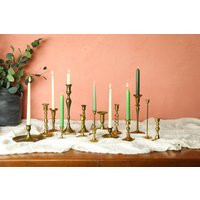 5 Vintage Brass Candlesticks Set, Wedding Candles Centerpiece, Candle Holder, Boho Centerpieces, Holders | Etsy (US)