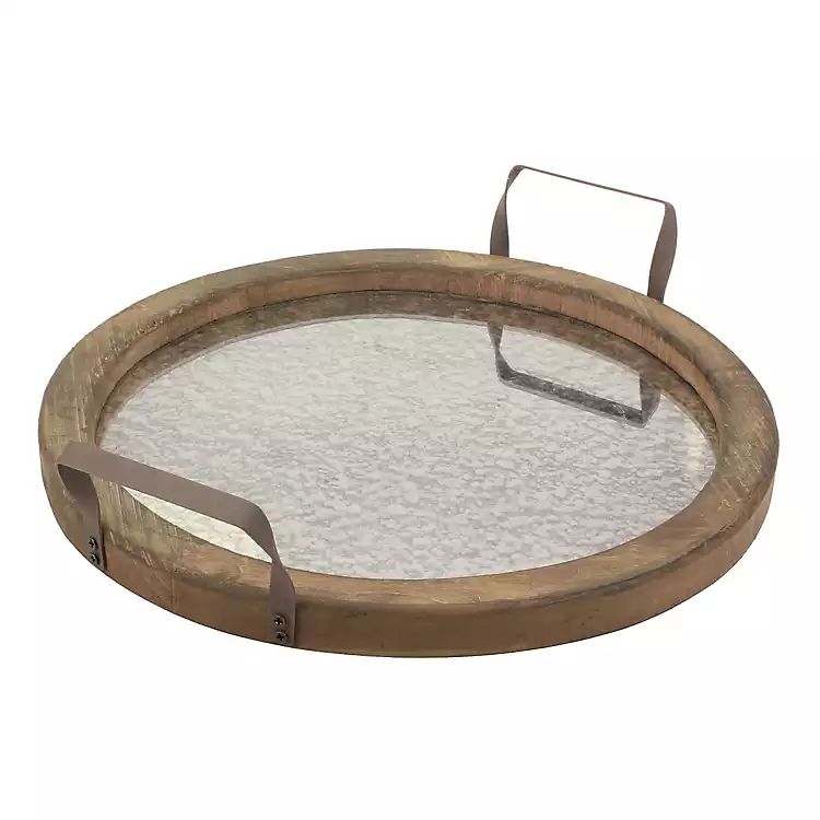 Rustic Round Distressed Mirror and Wood Tray | Kirkland's Home