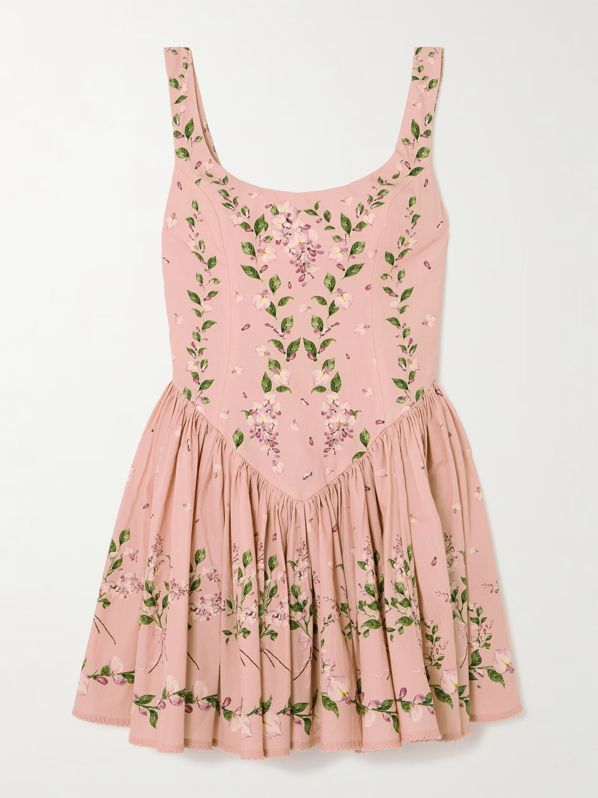 Pluma Wisteria gathered floral-print cotton mini dress | NET-A-PORTER (US)