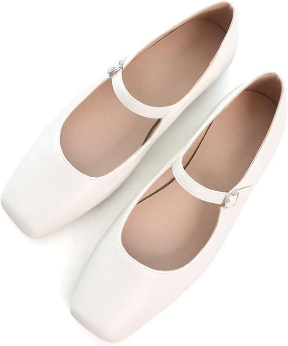TN TANGNEST Leather Flats for Women Comfortable Square Toe Slip On Flats Soft Work Flats Retro Ma... | Amazon (US)