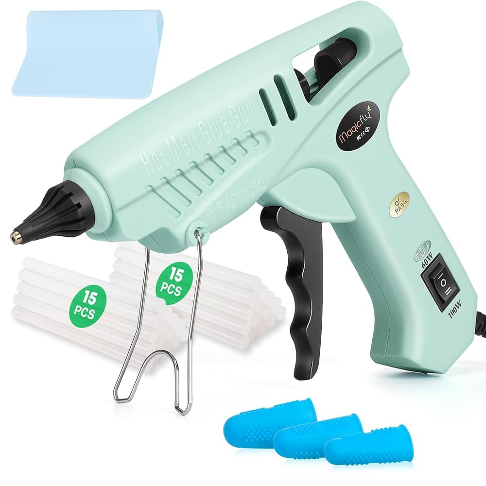 Magicfly 60/100W Hot Glue Gun Full Size with 30 Pcs Hot Glue Sticks (0.43 X 5.9 inch), Dual Power... | Amazon (US)