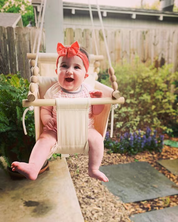 OUTDOOR Ships in 1-3 Business Days Natural Linen Baby Swing - Etsy | Etsy (US)