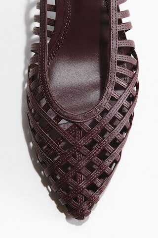 H & M - Kitten-Heeled Leather Slingbacks - Dark Brown | H&M (US + CA)