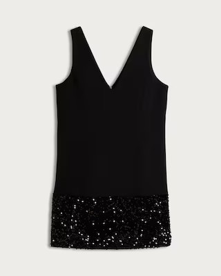 F&F Sequin Hem V Neck Sleeveless Dress in Black | Tesco F&F
